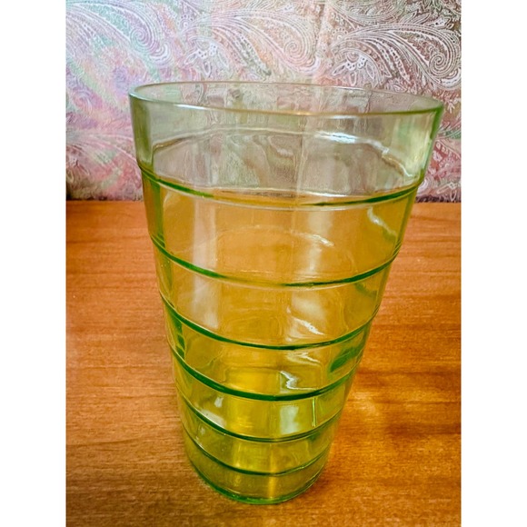 Vintage block optic Green uranium glass 10oz tumbler by Anchor Hocking - Picture 7 of 10